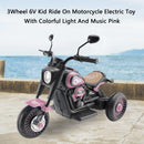 Pink 3-Wheel Electric Motorcycle Toy for Kids with Colorful Lights and Music