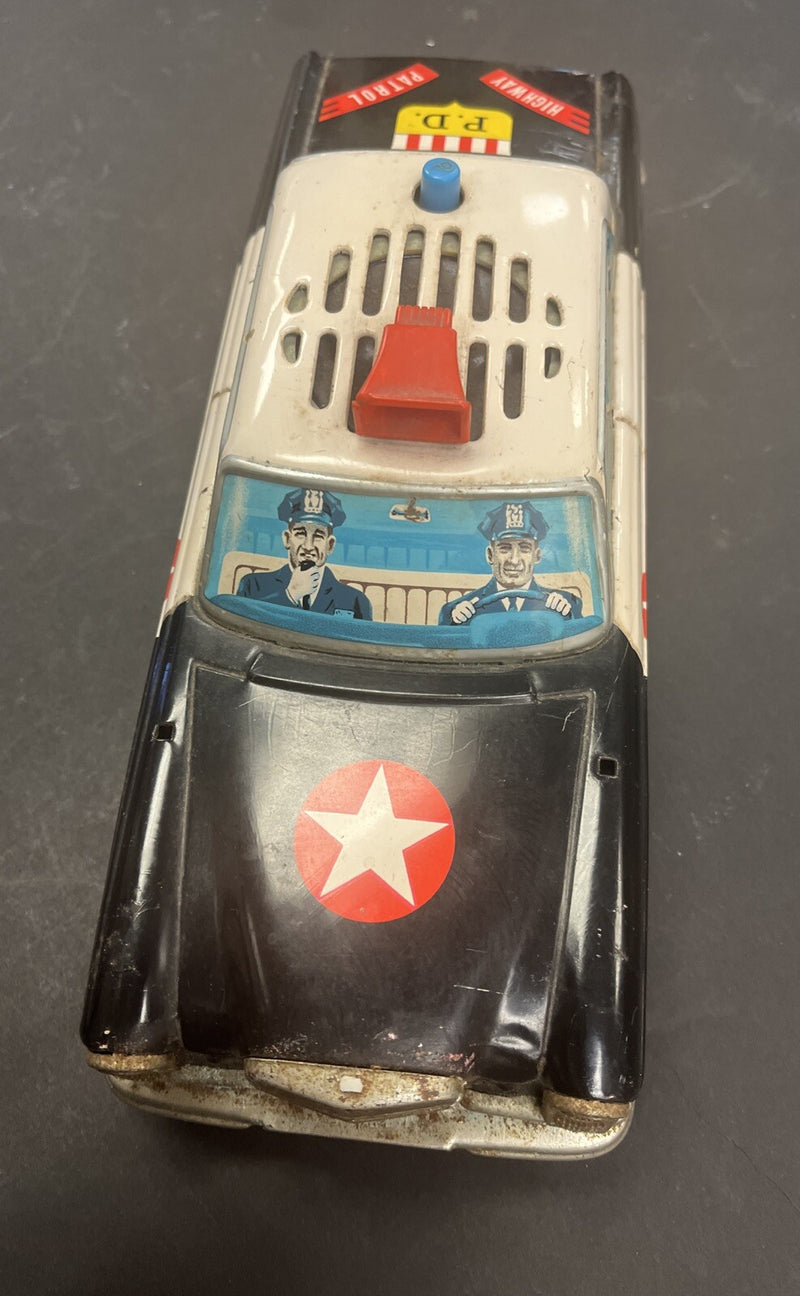 Vintage Japanese Tinplate Talking Highway Patrol Battery Operated Car No. 483