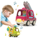Set of Friction Toy Trucks with Lights, Including Airplane and Fire Truck