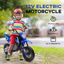 Blue 12V Electric Motorcycle for Kids with Twist Grip, Training Wheels, and Rear Suspension