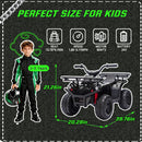24V 160W Children's Off-Road ATV with Bluetooth, LED Lights, and Storage Racks