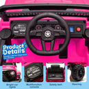 Pink 12V Battery-Powered Kids Ride-On Jeep Toy Car with Remote and MP3 LED Features