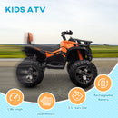 12V Electric Kids ATV Quad with LED Lights and Wide Wheels in Orange