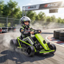 24V Kids Drift Go Kart, Green, with Speed Up to 8.1 MPH