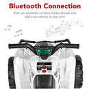 12V Electric ATV Quad Car Toy for Kids with Bluetooth Audio - White