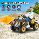 12V Electric Ride-On Excavator with Bluetooth Music, Lights, and Remote Control in Yellow