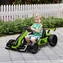 Green Electric Go Kart with Adjustable Seat and Slow Start, 24V, 7.5 MPH