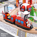 Large Battery-Powered Electric Train Set with Magnetic Locomotive for Wooden Tracks