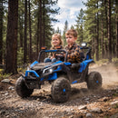 Blue 24V Dual Seat Ride-On Truck for Older Kids with Remote Control