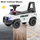 OLAKIDS White Police Car Ride-On Toy for Toddlers Aged 1-3