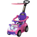Versatile Pink Push and Slide Car with Removable Handle, Music, and Horn