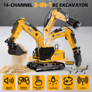 Versatile 3-in-1 RC Excavator with 14 Channels, Drill Bit, and Grabbing Bucket