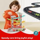 Wooden Race Track Set with Parking Area: Perfect Present for Kids Aged 2-4
