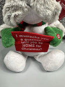 Festive Moustache Polar Bear Plush Toy Sings Holly Jolly Christmas