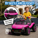 12V Licensed Pink Volkswagen Beetle Electric Ride-On Car for Kids, Speeds of 1.5-2.5MPH