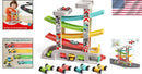 Wooden Race Track Set with Parking Area: Perfect Present for Kids Aged 2-4