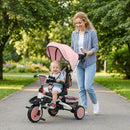 Versatile Pink Tricycle for Kids Aged 1-5 with Adjustable Push Handle