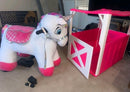 Large Ride-On UNICORN with Coordinating Barn - Perfect for Kids' Celebrations!