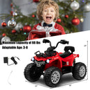 12V Electric Kids ATV Quad with 2 Speed Settings, MP3 Player, and Headlights - Red