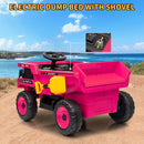 12V Remote Control Electric Dump Truck Toy for Kids in Rose Red