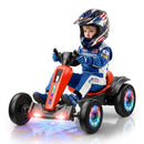 12V Kids Electric Go-Kart with Foldable Design, LED Lights, Music, and Adjustable Seat