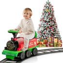 6V Motorized Green Kids Ride-On Train Toy with Track and Six Wheels