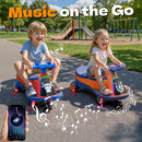 12V Orange Wiggle Car for Kids, 2-Seater with Dual 75W Motors | 2-in-1 Ride-On