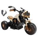 Brown Electric Dual Drive 3-Wheel Ride-On Motorcycle Toy for Kids with LED Lights