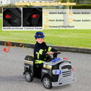 12V Black Toddler Fire Truck Ride-On Toy with Shovel and Wrench