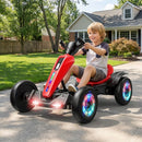 12V Kids Electric Go-Kart with Foldable Design, LED Lights, Music, and Adjustable Seat