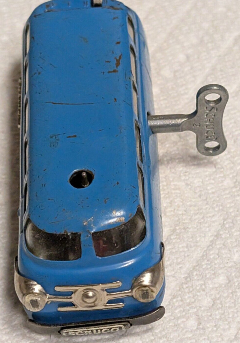 Working Schuco Varianto 3044 Blue Tin Bus Toy with Key West Germany