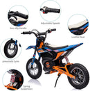 24V Electric Kids Motorcycle with Leather Seat and Air Tires, 250W Power, 13.6MPH Off-Road Performance