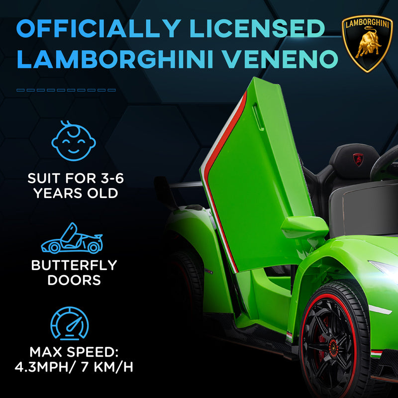 Licensed Lamborghini Veneno Kids Ride-On Car with Bluetooth - Green