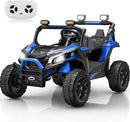 Blue 24V Remote-Controlled Ride-On Car for Children Aged 3-8