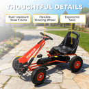 Adjustable Kids Pedal Go Kart with EVA Wheels and Brake for Ages 3-8 - Red