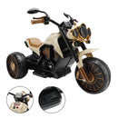 Brown Electric Dual Drive 3-Wheel Ride-On Motorcycle Toy for Kids with LED Lights