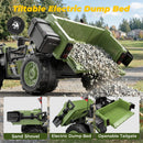 TOKTOO 24V Green Ride-On Dump Truck Toy Car for Kids Aged 3-8 Years - 2 Seater