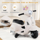 Costzon Vespa-Inspired Ride-on Scooter for Toddlers with Training Wheels, White