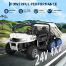 24V Electric Ride-On Dump Truck for Kids - White 2-Seater Vehicle