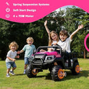 24V Pink Electric Ride-On Car for Kids Age 3-8, 4-Seater Adventure