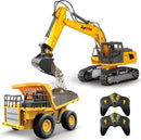 Metal Remote Control Excavator and Dump Truck Toy Set with 2.4GHz Technology