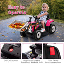 Pink 12V Electric Ride-On Excavator Digger with Remote Control and Digging Bucket