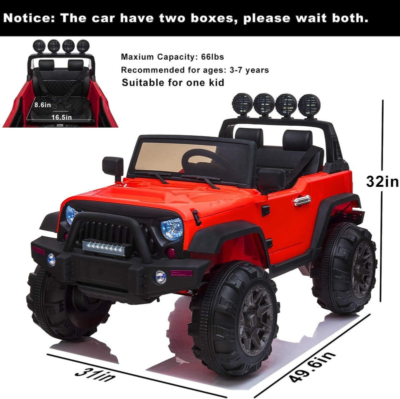 12V Electric Ride-On Kids Pickup Truck with 3 Speeds and Remote Control - Red