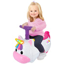Kiddieland Unicorn Ride-On with Lights & Sounds - White-Pink-Rainbow