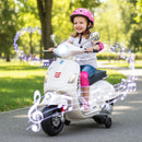 VESPA 12V Electric Motorcycle for Kids with Music Horn and Training Wheels