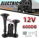 High-Performance 12V 600DB Dual Electric Black Train Horns for Trucks and SUVs