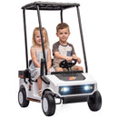 Qaba 24V White Golf Cart for Kids, 2WD 2-Seater with Remote Control, Sunshade, and Storage
