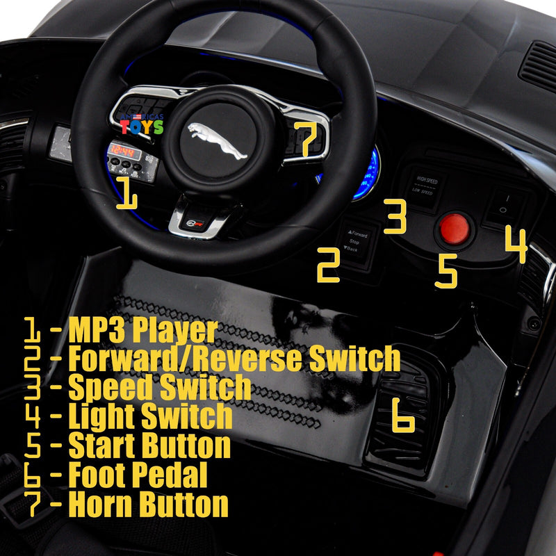 Kids Licensed Jaguar Ride-On Car with R/C and MP3 Player in Multiple Colors