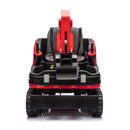 Dual Function 12V 360° Red Kids Ride-On Excavator with Remote Control