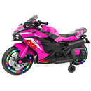 12V Kids Electric Motorcycle Ride-On Toy with Lights & Bluetooth in Pink